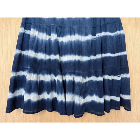 Chaps Tie Dye Gauzy Tiered Maxi Skirt Womens Size Large Blue Boho Festival - Picture 3 of 10